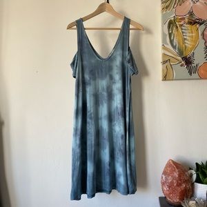 Cold shoulder tie dye dress